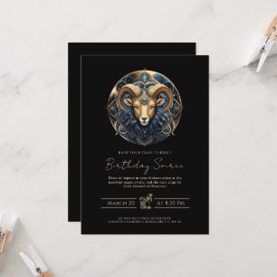 Elegant Kosmische Ram Dierenriem Symbool Zwart Gou Kaart