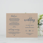 Elegant Kraft Mariage Ceremony Programme pliable (Debout devant)