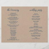 Elegant Kraft Mariage Ceremony Programme pliable (Dos)
