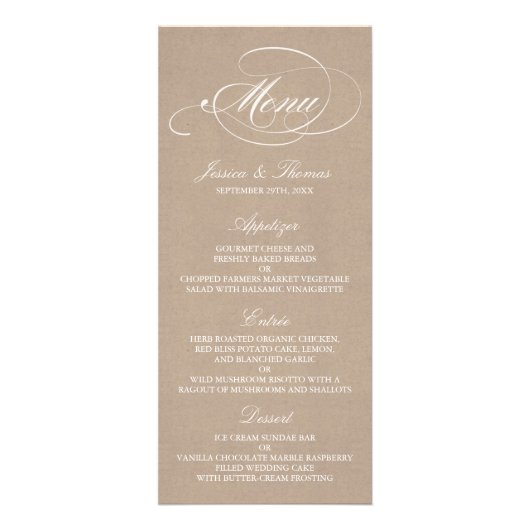 Elegant Kraft Mariage Menu Modèles (Devant)