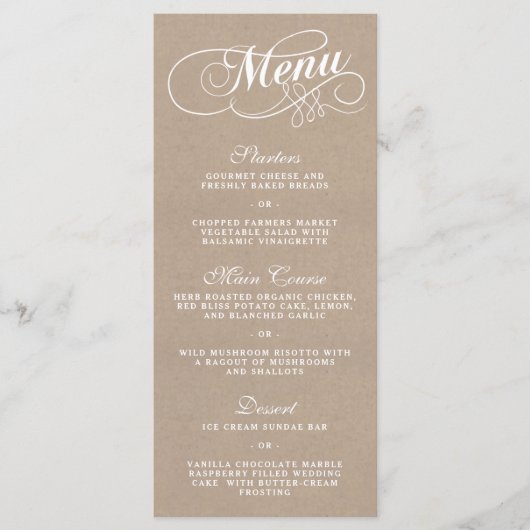 Elegant Kraft Mariage Menu Modèles (Devant)