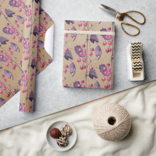 Elegant Kraft Paper roze rode bessen Cadeaupapier