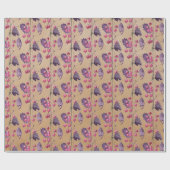 Elegant Kraft Paper roze rode bessen Cadeaupapier (Vlak)