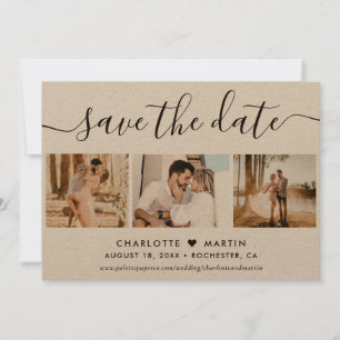Elegant Kraft Paper Wedding 4 Foto Save The Date