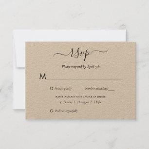 Elegant Kraft Paper Wedding RSVP Kaartje