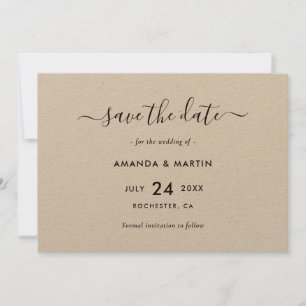 Elegant Kraft Paper Wedding Save The Date
