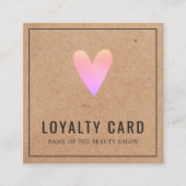 Elégant Kraft Pink Heart Beauté Salon Carte de fid (Devant)