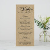 Elegant Kraft Wedding Menu Sjablonen (Staand voorkant)