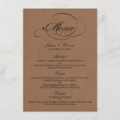 Elegant Kraft Wedding Menu Sjablonen (Voorkant)