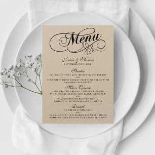 Elegant Kraft Wedding Menu Sjablonen