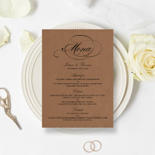 Elegant Kraft Wedding Menu Sjablonen