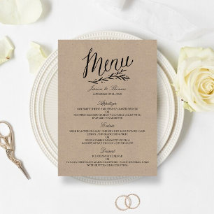 Elegant Kraft Wedding Menu Sjablonen
