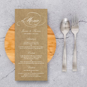Elegant Kraft Wedding Menu Sjablonen