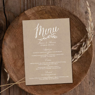 Elegant Kraft Wedding Menu Sjablonen