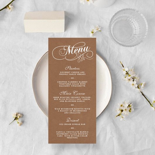 Elegant Kraft Wedding Menu Sjablonen
