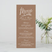 Elegant Kraft Wedding Menu Sjablonen (Staand voorkant)