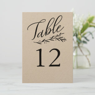 Elegant Kraft Wedding Table Number Sjablonen Kaart
