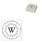 Elegant krans aangepaste monogram retour adres rubberstempel (Gestempeld)