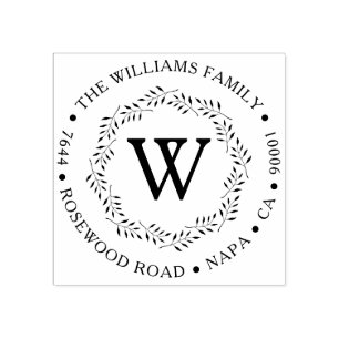 Elegant krans aangepaste monogram retour adres rubberstempel