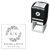 Elegant krans bruiloft Initiaal Monogram Zelfinktende Stempel (In situ)
