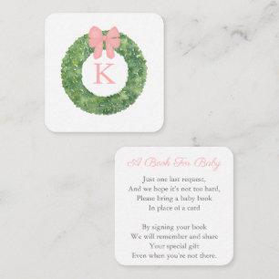 Elegant krans roze boog Baby shower boek voor Baby Informatiekaartje