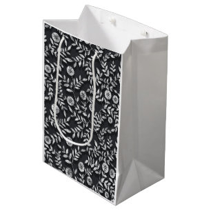 Elegant krijtbord bloempatroon medium cadeauzakje