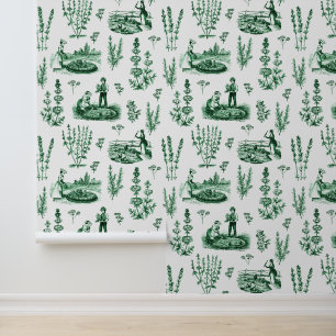 Elegant  Kruiden Tuin Sage Groen Toile Behang