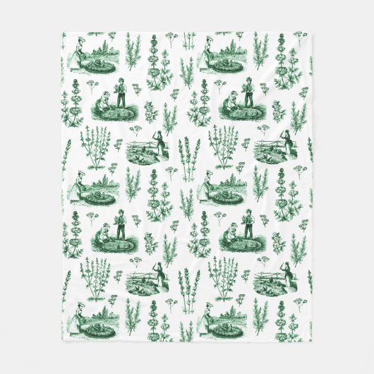 Elegant Kruiden Tuin Sage Groen Toile Fleece Deken (Voorkant)