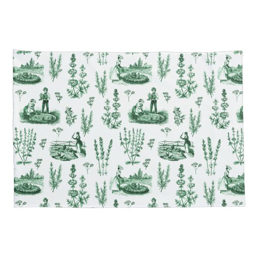 Elegant Kruiden Tuin Sage Groen Toile Kussensloop (Achterkant-Rechts)