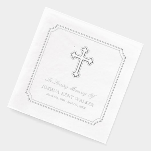 Elegant kruis in liefdevolle herinnering Zilveren Folie Servetten (Links)