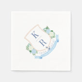 Elegant Kustkust Waterverf Monogram Bruiloft Parti Servet (Voorkant)