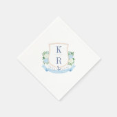 Elegant Kustkust Waterverf Monogram Bruiloft Parti Servet (Hoek)