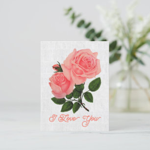 Elegant  La France Roos Floral I Love You Briefkaart