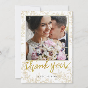 Elegant laat foto aangepaste bruiloft bedankkaart