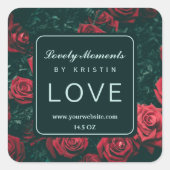 Elegant label rode bloemen (Voorkant)