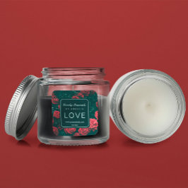 Elegant label rode bloemen