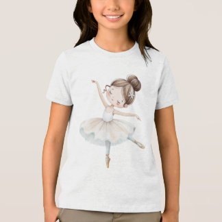 Elegant Lace Ballerina Watercolor White Cream Gold Tri-Blend Shirt