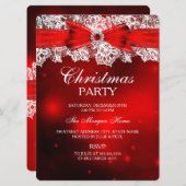 Elegant Lace & Bow Kerstfeestdag Uitnodiging (Voorkant / Achterkant)