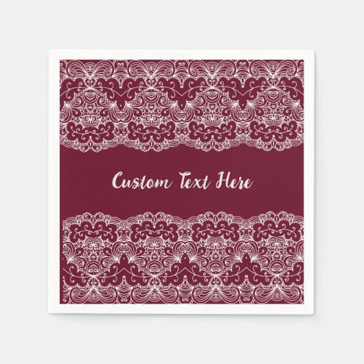 Elegant Lace Burgundy Cream Persoonlijk Servet (Voorkant)