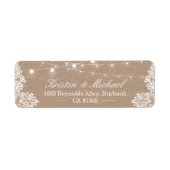 Elegant Lace Burlap Rustic Country String Lights Etiket (Voorkant)
