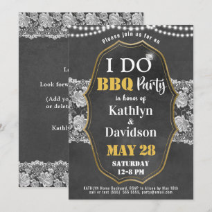 Elegant Lace Chalkboard I DO Verloving Invitation Feestdagenkaart