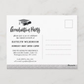 Elegant Lace Chalkboard Photo Afstudeerder Invitat Briefkaart (Achterkant)