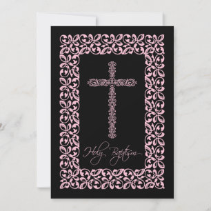 Elegant Lace Cross Baby Heilige Baptisme Kaart