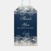 Elegant Lace en Pearls op Blue Dank je Cadeaulabel (Voorkant)