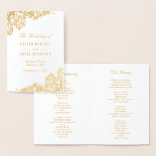 Elégant Lace Floral Real Gold Foil Programme de ma