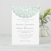 Elegant lace green mandala bruiloft kaart (Staand voorkant)