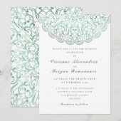 Elegant lace green mandala bruiloft kaart (Voorkant / Achterkant)