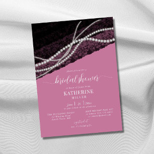 Elegant Lace Pearls Roze Black Chic Vrijgezellenfe Kaart