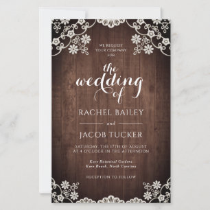 Elegant Lace Rustic Dark Wood Weddenschap