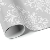 Elegant Lacy Grey Damask Cadeaupapier (Rol Hoek)